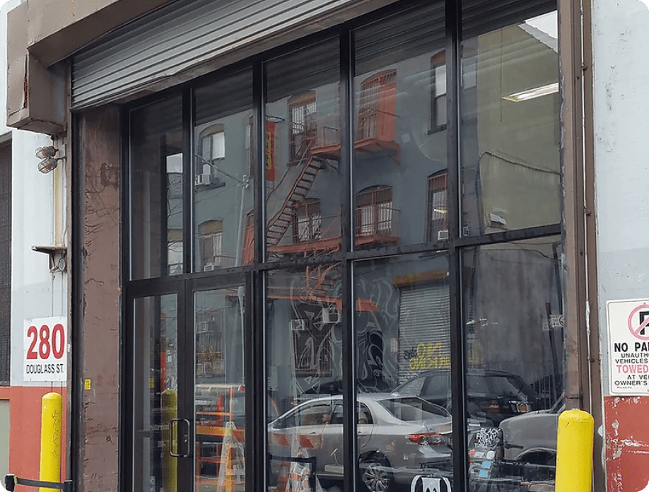 tinted glass storefront