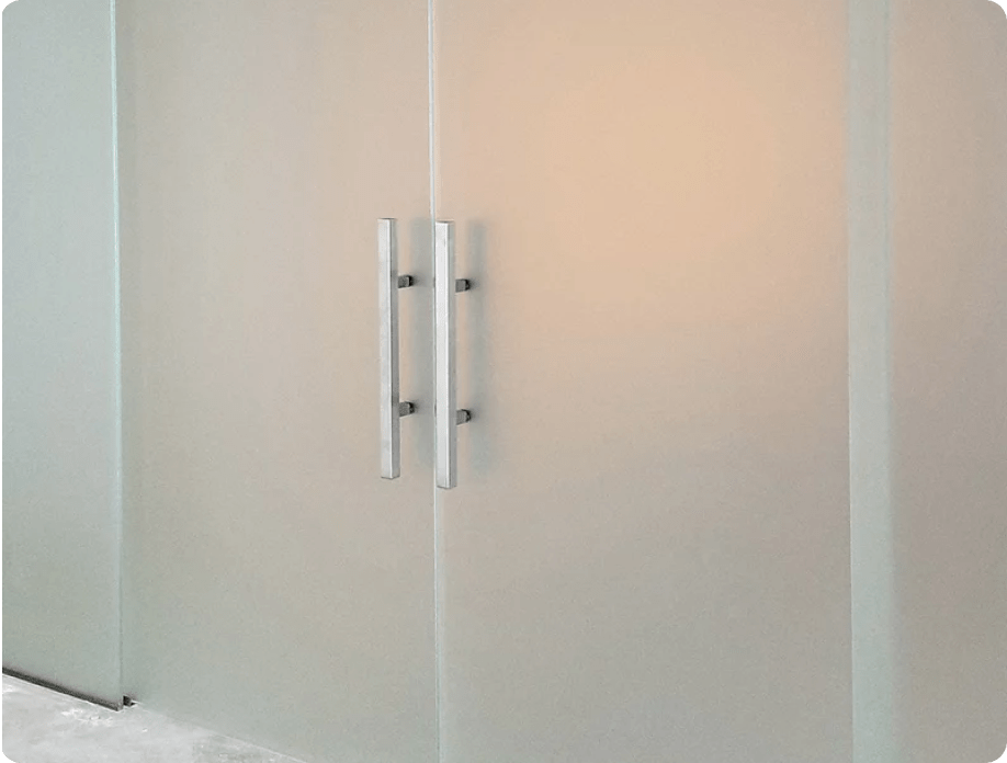 frosted glass double doors