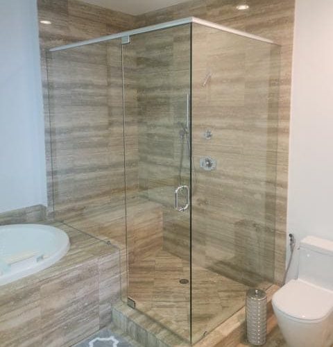 clear glass shower enclosure